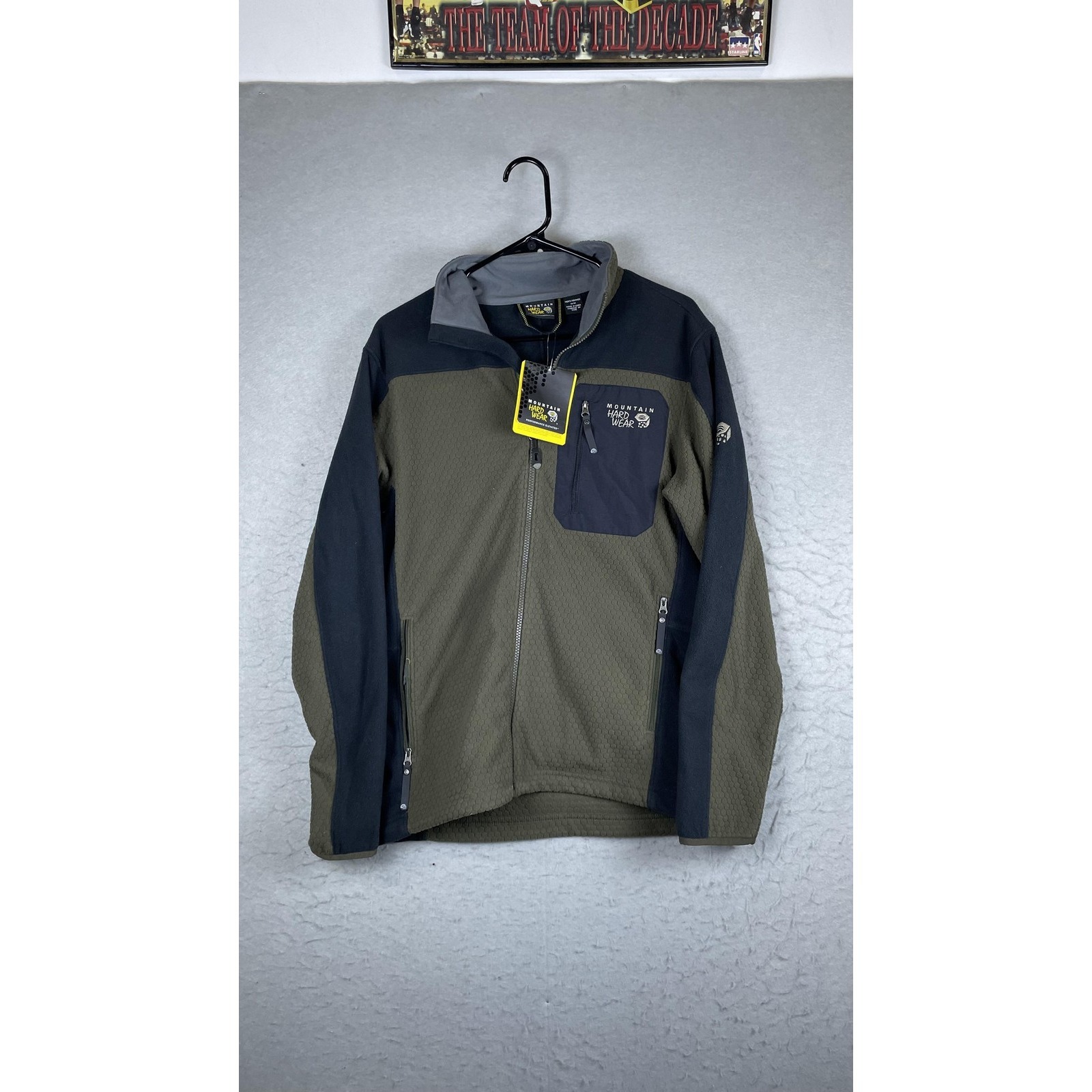 Mountain Hardwear Octans Jacket Mens Medium Green Gray Full Zip Fleece Hiking